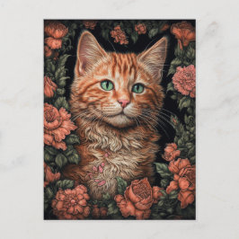 Mooie Ginger Kitten en Flowers Briefkaart