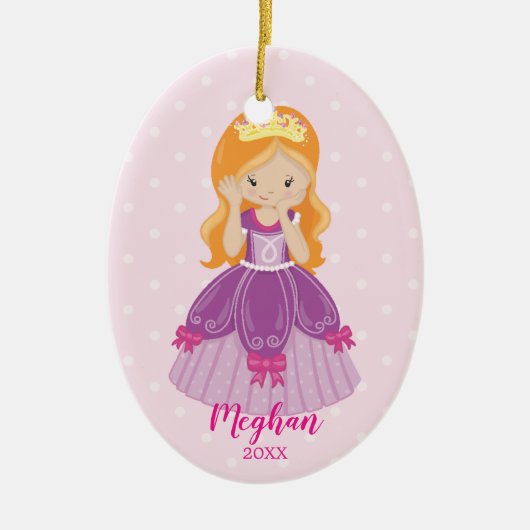 Mooie Ginger Prinses Kerst Ornament (Voorkant)
