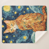 Mooie Ginger Tabby Cat in de Sterrennacht Sherpa Deken (Voorkant (horizontaal))