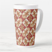 Mooie Gingermann Patchwork Patroon Stijl Latte Mok (Rechterhoek)