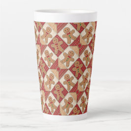Mooie Gingermann Patchwork Patroon Stijl Latte Mok