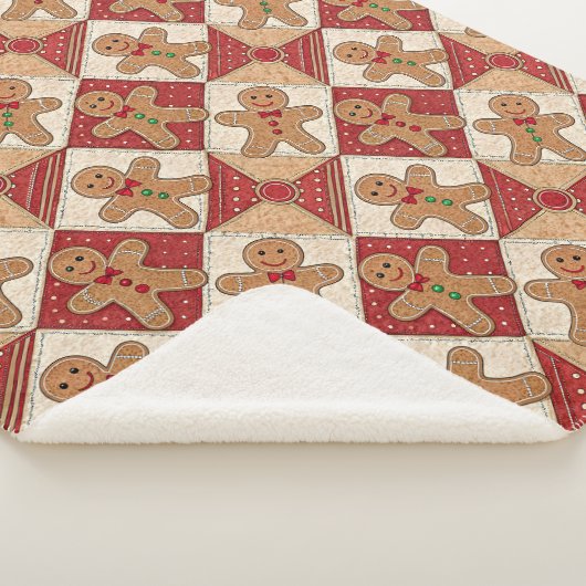 Mooie Gingermann Patchwork Patroon Stijl Sherpa Deken (3/4)