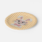 Mooie Gingham Konijn Roze Hart Bril Papieren Bordje (Gekanteld)