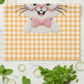 Mooie Gingham Konijn Roze Hart Bril Theedoek (Gevouwen)