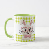Mooie Gingham Konijn Roze Harten Bril Mok (Links)