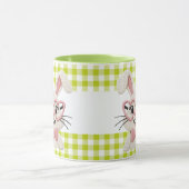 Mooie Gingham Konijn Roze Harten Bril Mok (Midden)