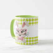 Mooie Gingham Konijn Roze Harten Bril Mok (Voorkant links)