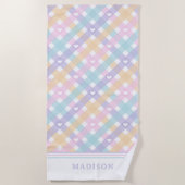 Mooie Gingham Plaids Harten Strandlaken (Voorkant)