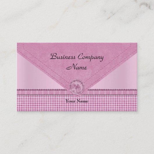 Mooie Gingham Roze Witte Controleknop Visitekaartje (Voorkant)