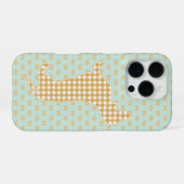 Mooie Gingham Teckel Monogram Eendenei Blauw iPhone Hoesje (Achterkant horizontaal)