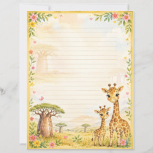 Mooie Giraffe Briefpapier, Giraffe Schrijfpapier