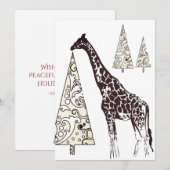 Mooie Giraffe, decoratieve kerstbomen plat Feestdagenkaart (Voorkant / Achterkant)
