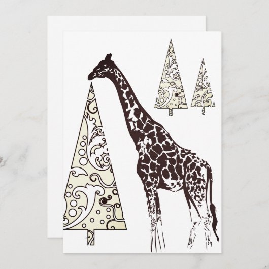 Mooie Giraffe, decoratieve kerstbomen plat Feestdagenkaart (Voorkant / Achterkant)