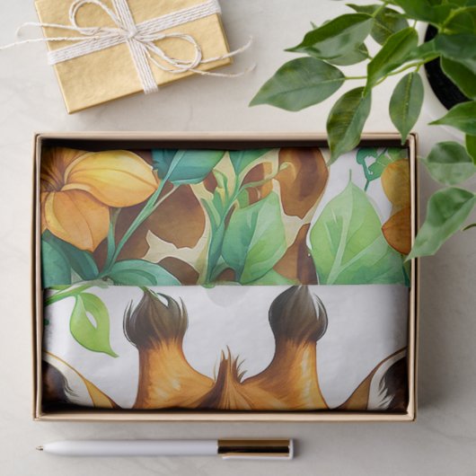 Mooie Giraffe Dier & Sinaasappel Bloem Decoupage Tissuepapier (Geschenk)