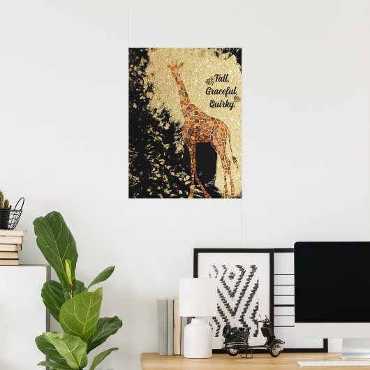 Mooie Giraffe Dierenkunst Poster (Thuiskantoor)