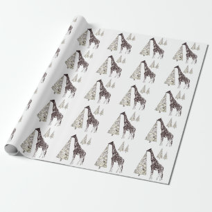 Mooie Giraffe en decoratieve bomen Cadeaupapier