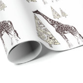 Mooie Giraffe en decoratieve bomen Cadeaupapier (Rol Hoek)