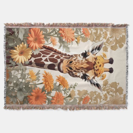 Mooie Giraffe en Gerbera Daisy Flowers Deken (Voorkant)