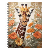 Mooie Giraffe en Gerbera Daisy Flowers Notitieboek (Voorkant)