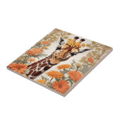 Mooie Giraffe en Gerbera Daisy Flowers Tegeltje (Zijkant)