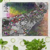 Mooie Giraffe en haar Kalf Keuken Handdoek (Gevouwen)