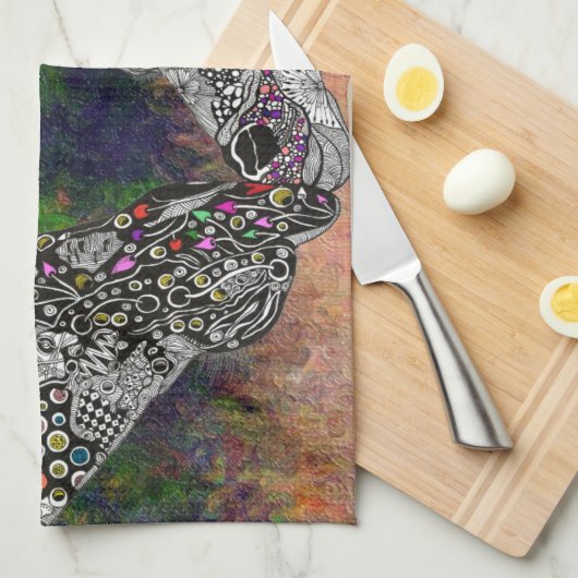 Mooie Giraffe en haar Kalf Keuken Handdoek (Quarter Fold)