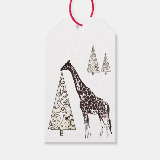 Mooie Giraffe en kerstbomen vakantie Cadeaulabel (Voorkant)