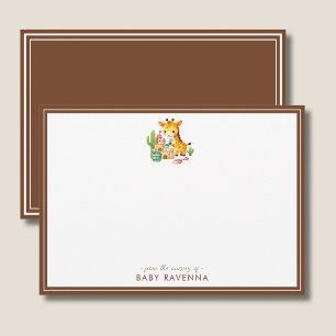 Mooie Giraffe Jongen Zandkasteel Baby Shower Notit Notitiekaartje