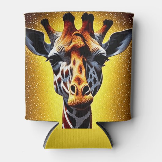 Mooie Giraffe met een gouden glitter Blikjeskoeler (Voorkant)