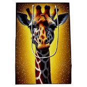 Mooie Giraffe met een gouden glitter Medium Cadeauzakje (Achterkant)