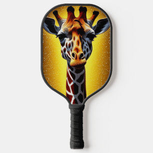 Mooie Giraffe met een gouden glitter Pickleball Paddle