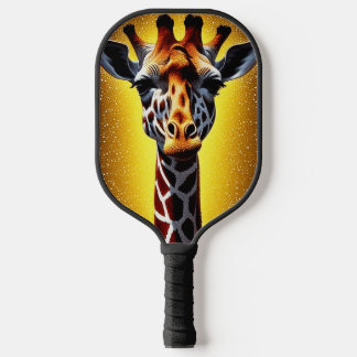 Mooie Giraffe met een gouden glitter Pickleball Paddle