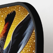 Mooie Giraffe met een gouden glitter Pickleball Paddle (Links Detail)