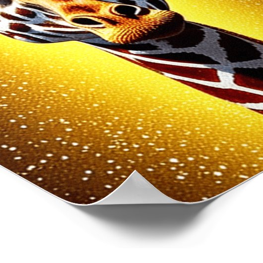 Mooie Giraffe met een gouden glitter Poster (Hoek)