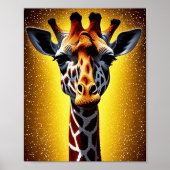 Mooie Giraffe met een gouden glitter Poster (Voorkant)