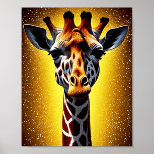 Mooie Giraffe met een gouden glitter Poster