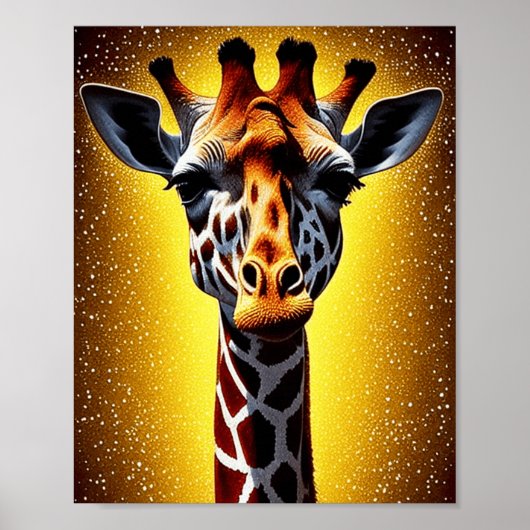 Mooie Giraffe met een gouden glitter Poster (Voorkant)