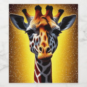 Mooie Giraffe met een gouden glitter Wijn Etiket (Enkel label)