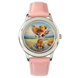 Mooie giraffe met polka stip strik horloge