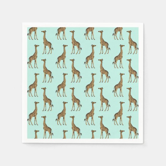 Mooie Giraffe Mint en Goud Servet (Voorkant)