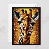 Mooie Giraffe op een Glitter Gold-achtergrond Feestdagenkaart (Voorkant / Achterkant)