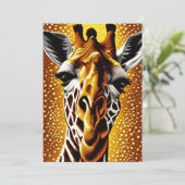 Mooie Giraffe op een Glitter Gold-achtergrond Feestdagenkaart (Staand voorkant)