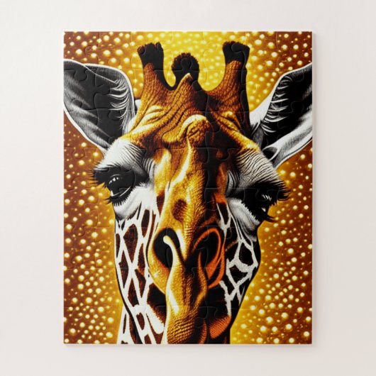Mooie Giraffe op een Glitter Gold-achtergrond Legpuzzel (Verticaal)