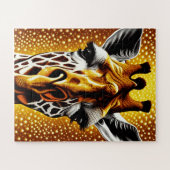Mooie Giraffe op een Glitter Gold-achtergrond Legpuzzel (Horizontaal)