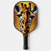 Mooie Giraffe op een Glitter Gold-achtergrond Pickleball Paddle (Voorkant)