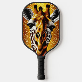 Mooie Giraffe op een Glitter Gold-achtergrond Pickleball Paddle