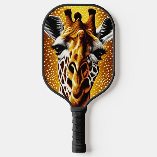 Mooie Giraffe op een Glitter Gold-achtergrond Pickleball Paddle (Voorkant)