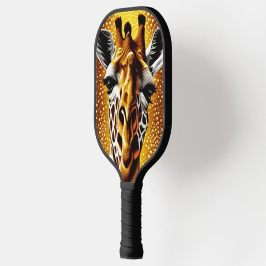 Mooie Giraffe op een Glitter Gold-achtergrond Pickleball Paddle (Links)