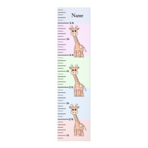 Mooie Giraffe Pastel Groeimeter Voeg naam van kind Foto Afdruk