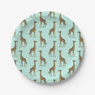 Mooie Giraffe Print Mint en Gold Papieren Bordje